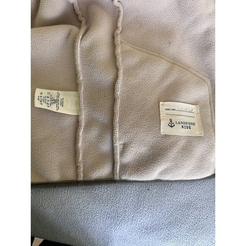 Lands End Kids Jacket Medium 8/10 Sherpa Full Zip‎ Hood Oatmeal Fleece Sweater - Picture 5 of 12